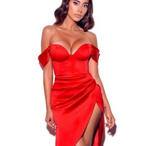 Hedy Red Satin Corset Dress